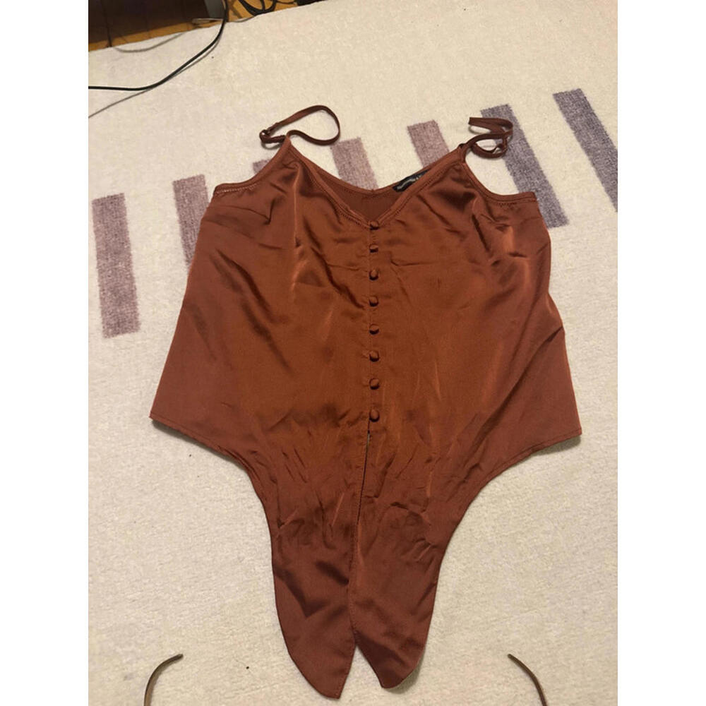 Abercrombie & Fitch copper brown silky soft tank top tie front size small